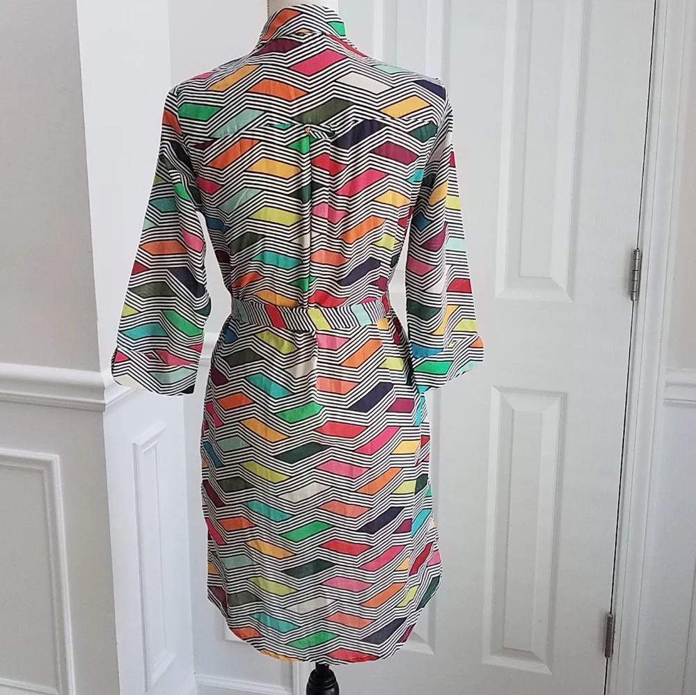 Vilagallo Adrianna Multicolor Printed Shirt Dress Cotton‎
